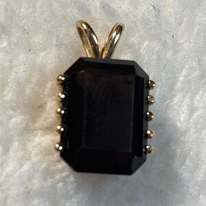 Smokey Quartz 11 CT Step-Cut 14 K Yellow Gold Pendant 7/8 inch